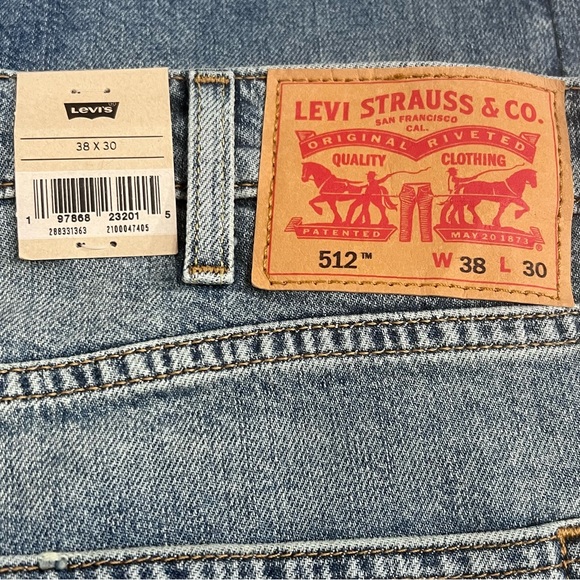 Levis 512 Slim Taper Denim Stretch Jean Distressed Torn Stitch Color - Picture 6 of 7